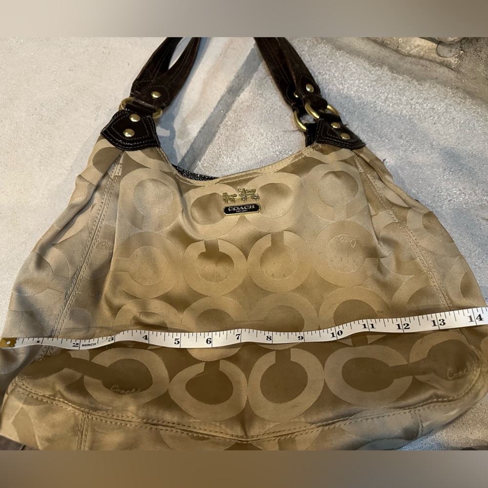 Coach Tan and Brown Signature Shoulder Bag - Picture 7 of 8